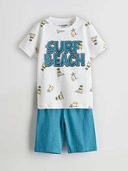 Ananas Bask?l? Erkek ?ocuk ?ortlu Pijama Tak?m