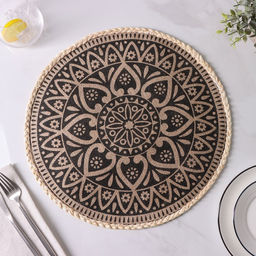 Цена за 12 шт. Салфетка сервировочная Доляна Милли, d=38 см, цвет чёрный  фото 3