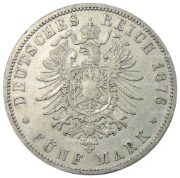 5 марок 1876 года В Германия (Пруссия)