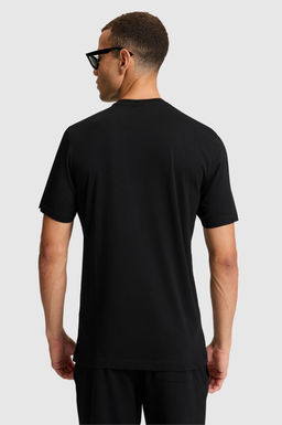 Erkek Siyah Regular Fit Bisiklet Yaka Ti__rt