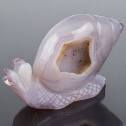 Улитка резная из Агата серого с жеодой