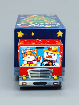 Подарочная коробка Новогодняя Фура «Новогодний пилотаж» с анимацией 36×15×10 см