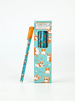 Цена за 10 шт. Ручка пластик пиши-стирай с колпачком "Корги", синяя паста, гелевая 0,5 мм