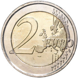 2 евро 2012 года Бельгия 10 лет евро наличными