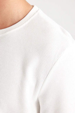 Облегающая футболка с круглым вырезом и вафельным рисунком - Defacto фото 8