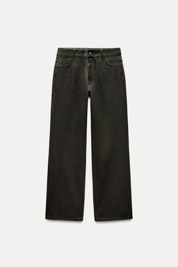 ZW COLLECTION RELAXED MID-WAIST WAXED JEANS - Zara фото 4