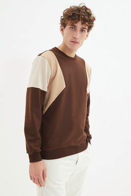 Kahverengi Regular/Normal Kesim Uzun Kollu Panelli _ardonsuz Sweatshirt TMNAW22SW0750 - Trendyolmilla фото 2