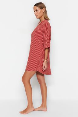 TRENDYOLMILLA Bej Genis Kal?p Mini Orme Baglamal? Plaj Elbisesi TBESS23EL00080  фото 8