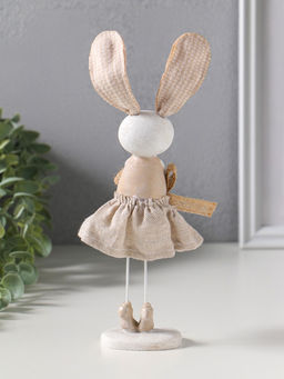 Фигура полистоун Зайка в льняном платье с бантом, 12?10?22.5 см