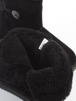 04-PAYH02-01Z BLACK Угги женские (натуральная замша, 100% шерсть, натуральный мех)