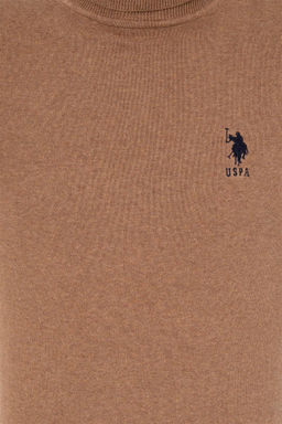 U. S. Polo Assn Мужской базовый свитер светло-коричневого меланжевого цвета - U.s. polo assn фото 12