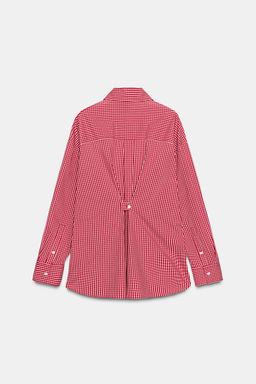 OVERSIZE CHECK POPLIN SHIRT - Zara фото 9