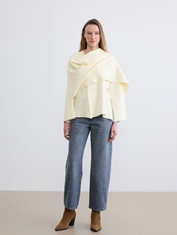 Bisiklet Yaka ?al Detayl? Kad?n Triko Kazak