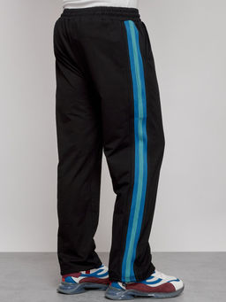 Широкие спортивные штаны трикотажные мужские черного цвета 12903Ch - Mtforce фото 17