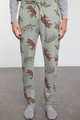 TRENDYOL MAN Gri Regular Fit Kaplan Desenli Couple/Cift Orme Pijama Tak?m? TMNAW25PT00051 - Trendyolmilla фото 5