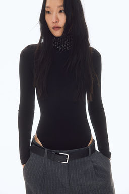 Body de cuello perkins con tachuelas decorativas - H&m фото 2
