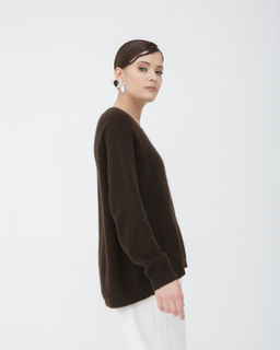 Джемпер из пуха яка 3004 темно-коричневый