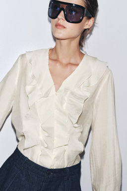 ZW COLLECTION RUFFLED SHIRT - Zara фото 9