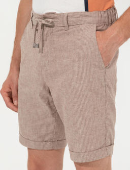 Kahverengi Regular Fit Keten Kar___ml_ Bermuda _ort - Pierre cardin фото 6