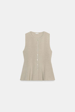 TOP RIB PEPLUM BOTONES / Crudo medio