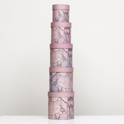 Набор круглых коробок 5в1 Мрамор, 25 25 15 15 см - Simaland фото 3