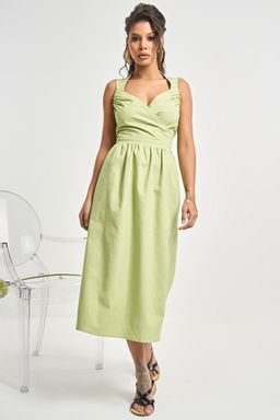 Сарафан льняной со шнуровкой на спине оливковый
