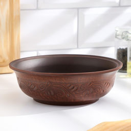 Тарелка глубокая «Вьюнок», 700 мл, 18×6 см, красная глина