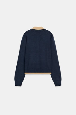 CONTRAST DOUBLE-LAYER KNIT POLO JACKET - Zara фото 4