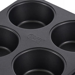 52715 GIPFEL Форма для выпечки маффинов MAXIMUS BLACK 32x22x4см/6шт с двуслойным антипригарным покрытием Whitford Quantanium. Толщина: 0,7мм. Материал: углеродистая сталь. Цвет: чёрный.