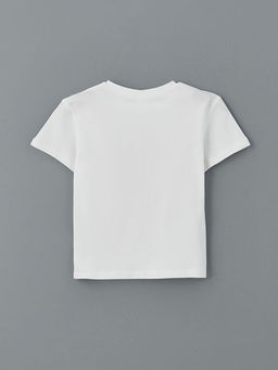 Bisiklet Yaka Bask?l? K?z ?ocuk Ti??rt 2li