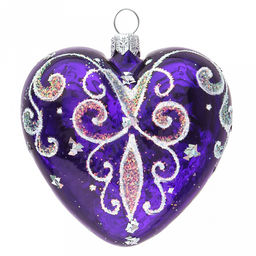 Елочная игрушка сердечко стеклянная Элегия h6,5см, ручная художественная роспись, цвета микс, подарочная упаковка (Россия)