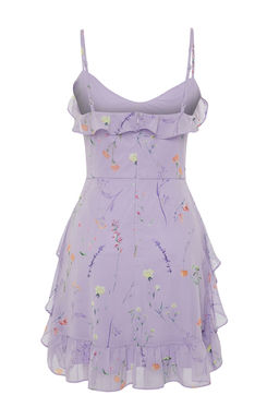 TRENDYOLMILLA Mint Cicek Desenli A Kesim Mini Astarl? Volanl? Dokuma Elbise TWOSS20EL1267 фото 7