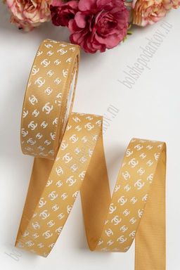 Лента репсовая с рисунком 2,5 см*20 ярд (SF-165/Ш) светло-коричневый