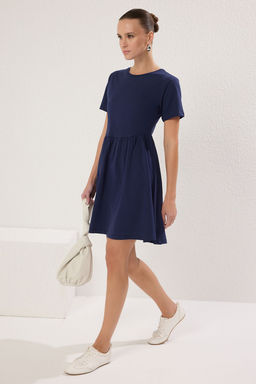 Trendyolmilla Lacivert Duz K?sa / Mini %100 Pamuk Skater Orme Elbise TWOSS25EL00386  фото 2
