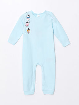 Bisiklet Yaka Uzun Kollu Bask?l? K?z Bebek Tulum