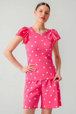 Арт.9176/2 Пижама с шортами 42-48 (4 шт) Цвет:малиновый,белый - Калинка фото 3