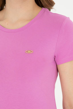 Женская фиолетовая базовая футболка с круглым вырезом Неожиданная скидка в корзине - U.s. polo assn фото 7