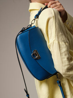 Сумка кожаная на плечо Azaro 31049 синяя гуашь