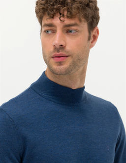 _ndigo Melanj Slim Fit Yar_m Bal_k__ Yaka Basic Triko Kazak - Pierre cardin фото 3