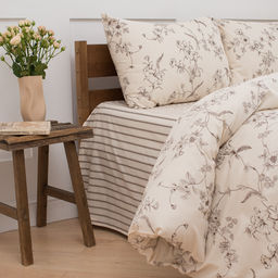 КПБ Чистый хлопок 1,5 спальный, наволочки 50х70, поплин, 100% хлопок, Гербариум ВБ Пододеяльник 146х215 с прорезью, простыня классическая 150х215 подшита с 4-х сторон, наволочки 50х70 с клапаном - 2 шт. - Традиция фото 46