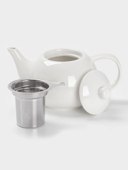 Чайник заварочный Доляна Глянец, 1.1 л, с ситечком, керамика, белый фото 2