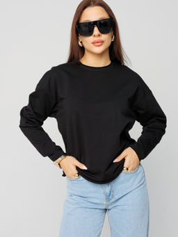 Женский лонгслив из футера 2-х нитки черный ВК-25 (35)