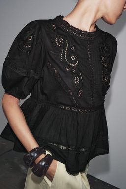 ZW COLLECTION ROMANTIC EMBROIDERED BLOUSE - Zara фото 2