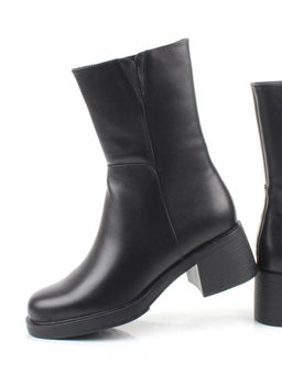01-M43-7 BLACK Ботинки демисезонные женские (натуральная кожа, байка)