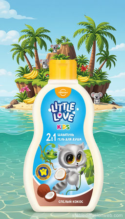 Цена снижена! LITTLE LOVE шампунь+гель д/душа детский 2в1 Спелый кокос 400мл