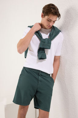 Koyu Yesil Loose Fit Pamuklu Bagc?kl? Sort TMNSS23SR00056