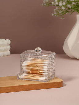 Цена за 2 шт. Органайзер для ватных палочек, с крышкой, 8.8×7.5×8 см, прозрачный