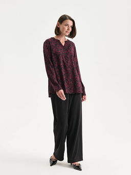 Ka??k Yaka Desenli Bluz