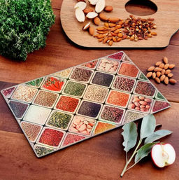 AK-9038 Доска разделочная стеклянная Сухофрукты и специи 20*30 см