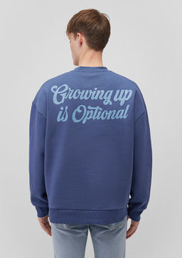 S?rt Bask?l? Lacivert Sweatshirt - Mavi фото 4